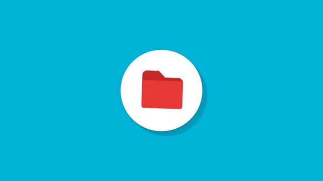 Red Folder Icon Animation for File Management and Document Storage