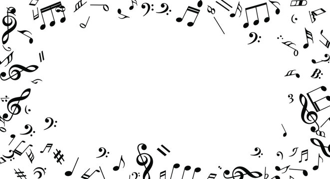 Black music notes on white background