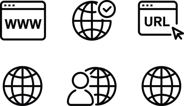 web icons set browser globe url user travel connectivity