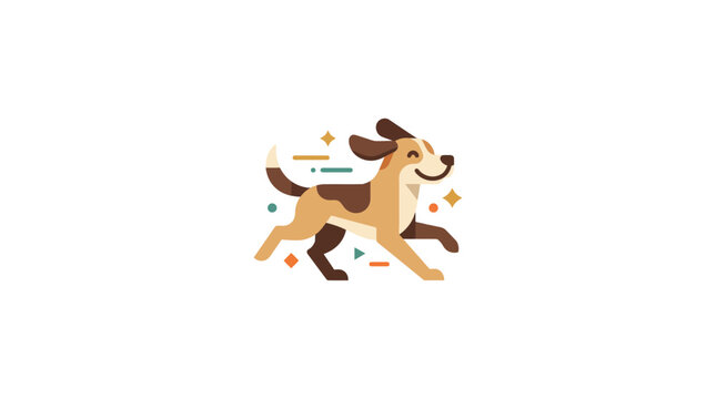 Happy Running Dog Vector Illustration