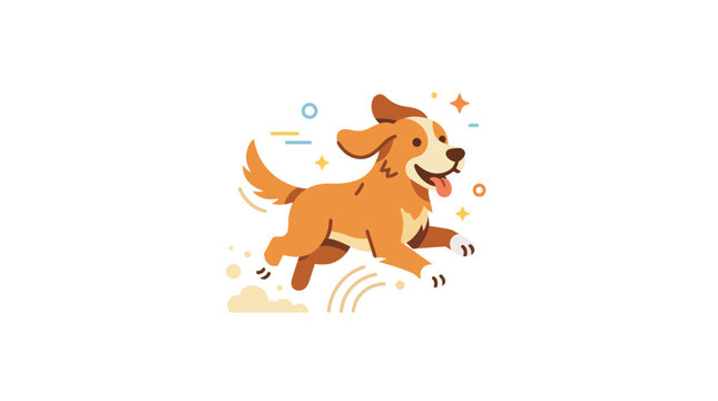 Happy Running Dog Vector Illustration