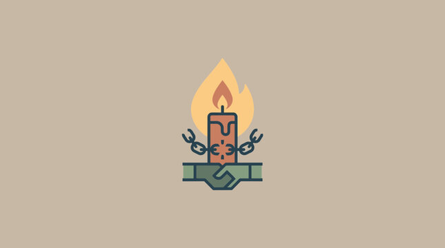 Human Rights Symbol with Lit Candle Broken Chains and Handshake Illustration