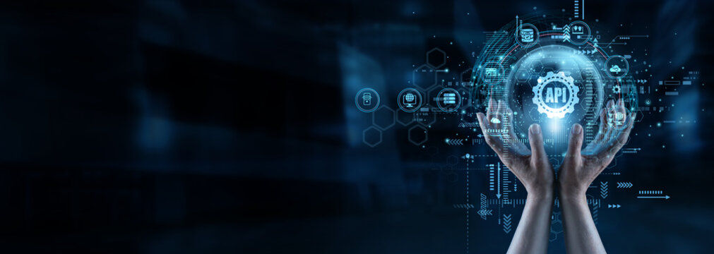Software developer and client holding hands across API integrated network platforms to share critical data. Such reliable tech partnerships easily drive digital business innovation forward.