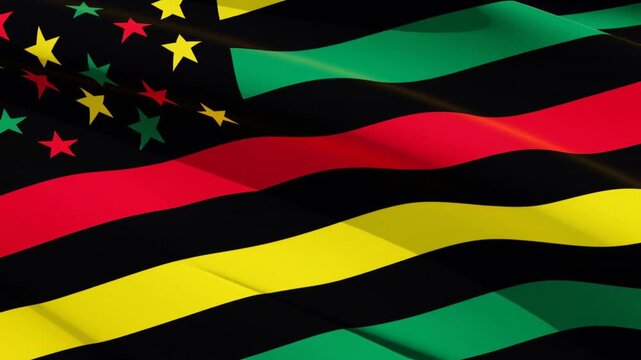 Waving Alternative Juneteenth Flag. Since 1865. Design of Banner. Black history month. Video concept.