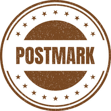 Vintage style circular postmark stamp graphic isolated on a plain surface for decorative design projects