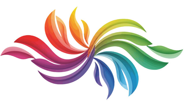 Elegant abstract colorful organic feather-like shapes forming a decorative floral or wing pattern on an isolated white background.