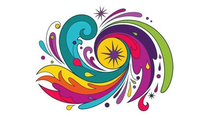 Colorful Swirl of Joy: A vibrant and dynamic abstract design, bursting with a spectrum of colors and fluid shapes, creates a feeling of energy and celebration. © Kadita