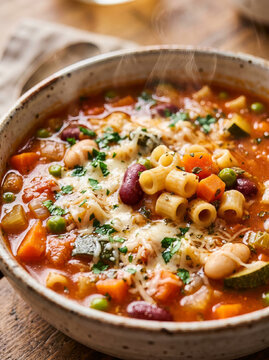 Rustic Italian Minestrone Soup with Beans and Pasta