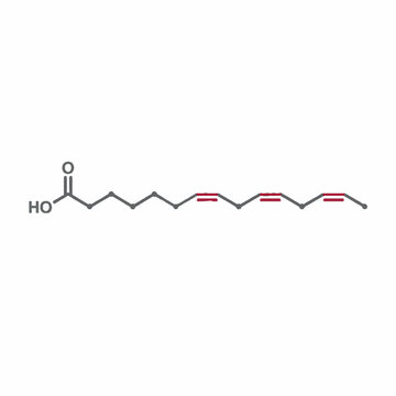 Chemical structure of alpha linolenic acid molecule an essential omega three fatty acid.