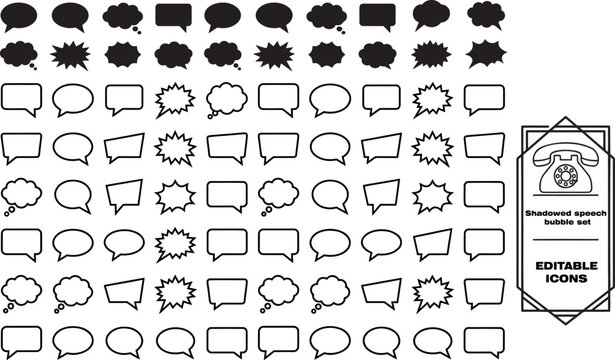 Shadow Speech Bubble Set.Speech Bubbles with Shadow Effects