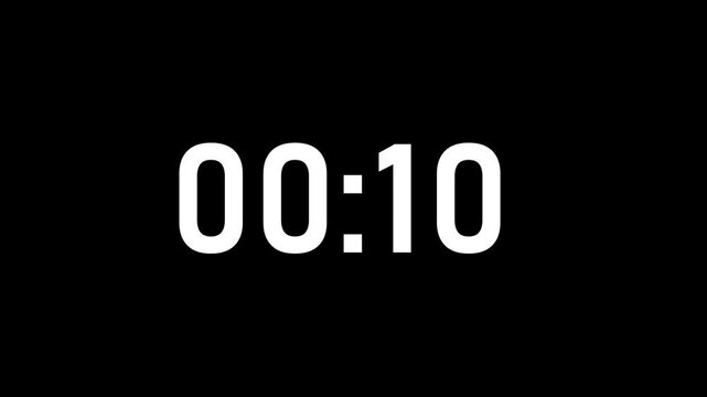 Abstract 0 minutes to 2 minute countdown. zero minute to two minute countdown timer animation on transparent background with alpha channel. Glowing 4K countdown animation.