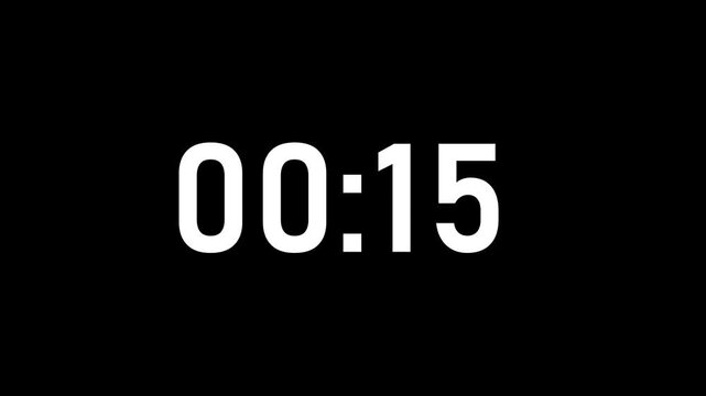 Abstract 0 minutes to 3 minute countdown. zero minute to three minute countdown timer animation on transparent background with alpha channel. Glowing 4K countdown animation.