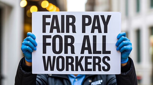 Fair pay for all workers protest sign advocating wage equality and labor rights