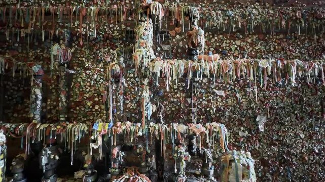 Post Alley Gum Wall layered chewing gum below Pike Place Market