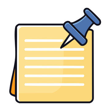 Yellow sticky note with blue pushpin