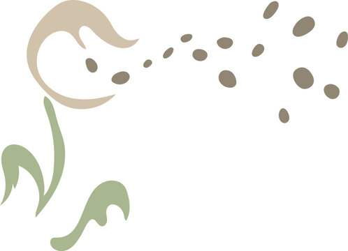 Fading flower scattering seeds wind pollination vector icon