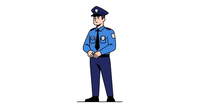Professional male police officer standing in uniform.