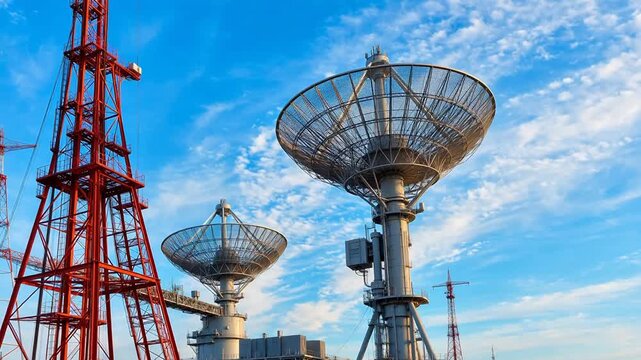 Satellite dishes and communication towers