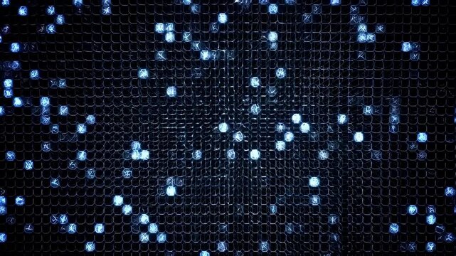 Dynamic blue binary code matrix animation in continuous motion