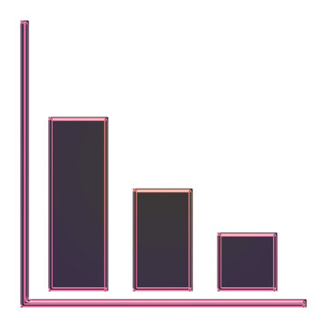 Bar chart icon with three descending columns isolated on transparent background