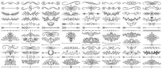 Calligraphic Divider Vector Mega Bundle Floral Swirl Ornamental Text Separators Wedding Invitation Design Elements Collection © Salam Studio