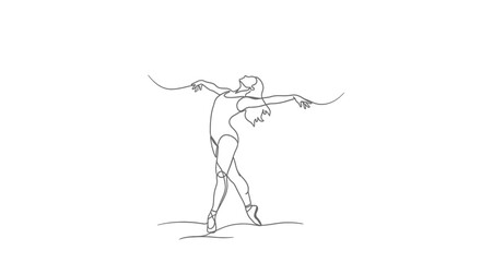 Fototapeta premium Elegant Ballerina in Graceful Pose, Continuous Line Drawing, Minimalist Art