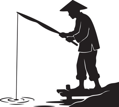 A man is fishing with a rod.