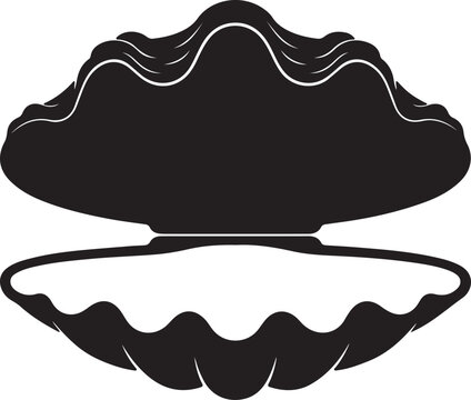 Open Clam Shell Silhouette Vector Icon