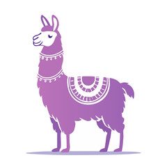 Fototapeta premium Cute purple llama illustration with decorative saddle