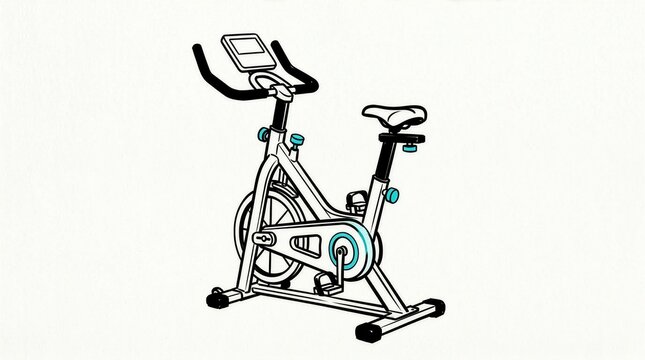 Illustration of a stationary exercise bike with a display screen