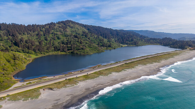 Freshwater Lagoon, Humboldt County California, North Coast, Aerial photograph