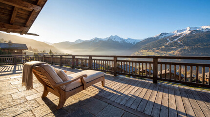 Obraz premium Scenic mountain terrace with panoramic alpine view
