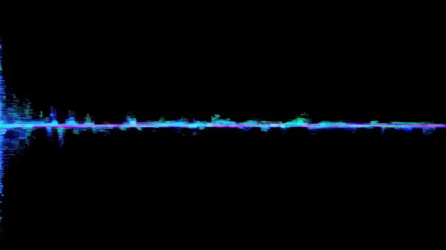 Dynamic audio waveform display with vibrant colors and oscillating patterns