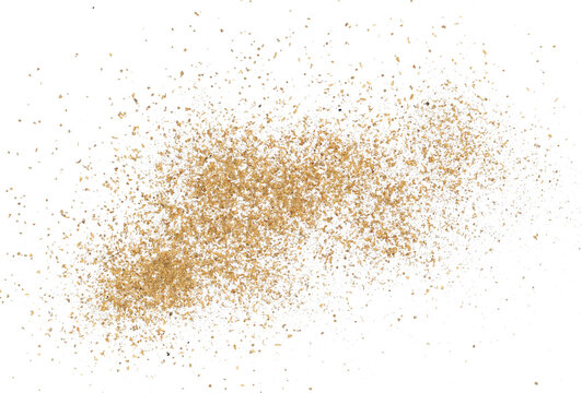 Coriander powder pile flying isolated on white background, clipping path