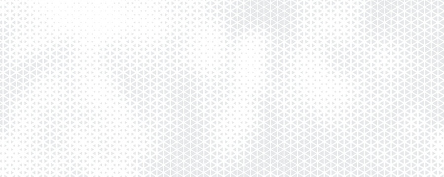 Abstract geometric halftone triangle pattern with soft beige and grey gradient wave effect for elegant background design.