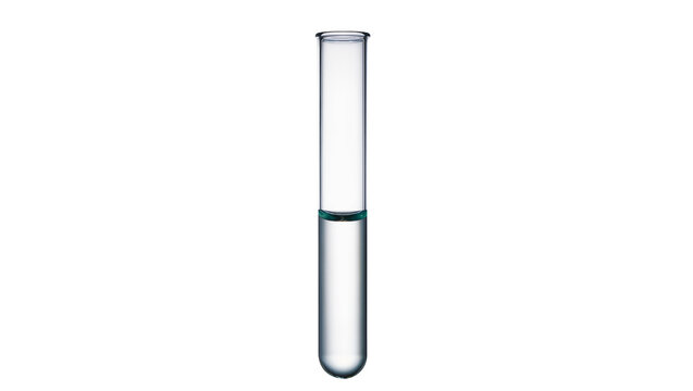 Isolated glass test tube with clear liquid for scientific laboratory research and experiments