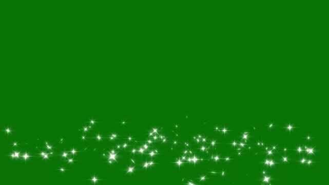Luxury white glitter sparkles blast trail animation, abstract magic dust and pixie dust path with twinkling stars, glowing particle effects, seamless festive overlay on green screen background, 4K