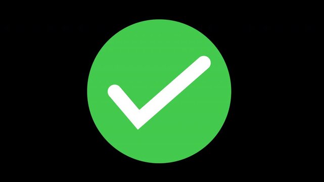 Animated green checkmark loop, success and approval symbol for ui tick animation