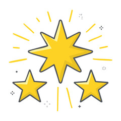 Obraz premium Three yellow stars with sparkles