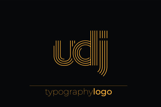 UDJ modern geometric typography logo