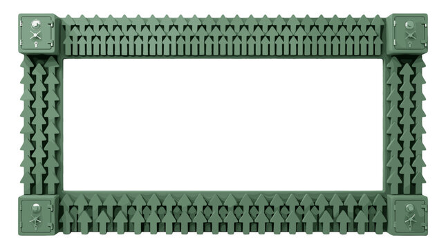 Green plastic fence frame with decorative pattern