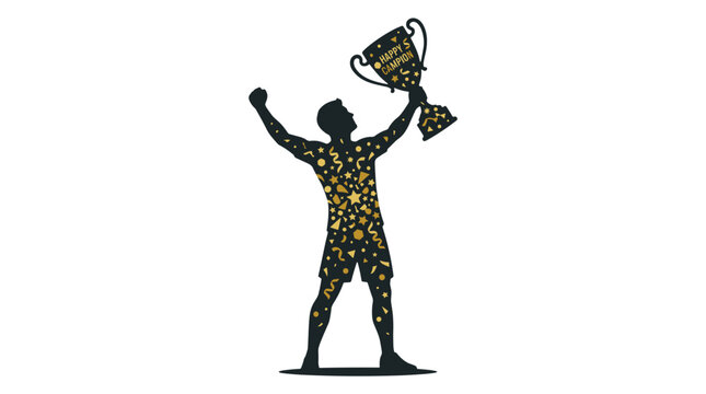 Celebrating victory with a person holding a trophy in triumph
