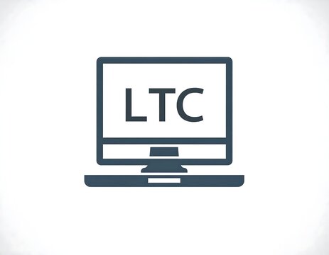 Minimal Laptop Icon Displaying Ltc Text on Light Gray Background