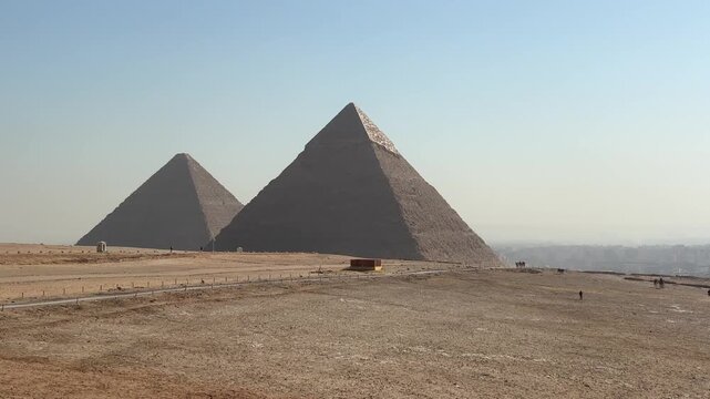 A view from the Giza Necropolis, where the pyramids are located, in the city of Giza, Egypt.