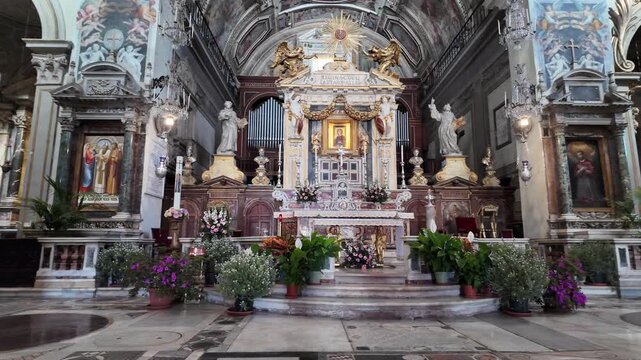 Artistic View Of The Ornate Main Altar In Santa Maria In Aracoeli, Rome