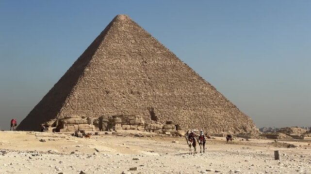 A view from the Giza Necropolis, where the pyramids are located, in the city of Giza, Egypt.