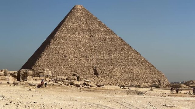A view from the Giza Necropolis, where the pyramids are located, in the city of Giza, Egypt.