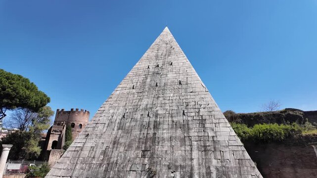 Historic Pyramid Of Cestius In The Heart Of Rome