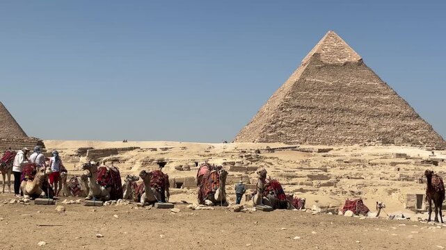 A view from the Giza Necropolis, where the pyramids are located, in the city of Giza, Egypt.