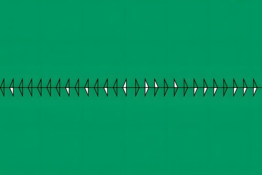 Row of black and pink zigzag arrows pointing right on green background